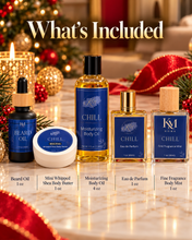 Load image into Gallery viewer, Chill 🎁 Men Holiday Deluxe Body Care Fragrance Gift Set * Sandalwood Amber Musk
